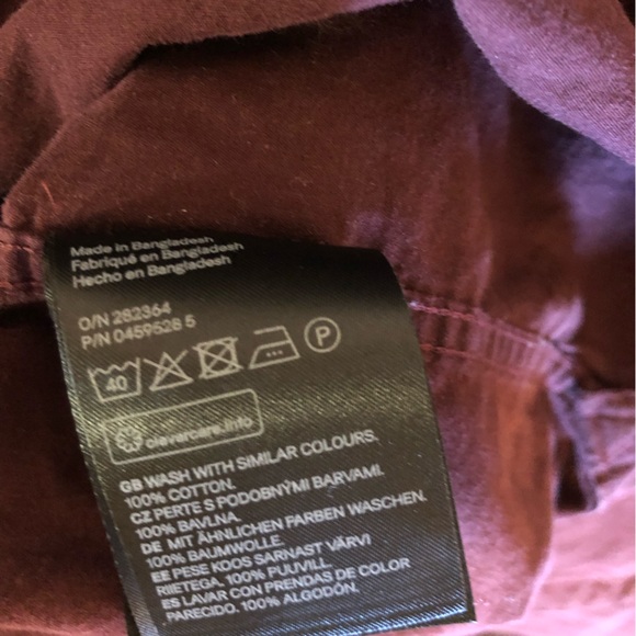 H&M LOGG Button Down Shirt Maroon Long Sleeve - Picture 5 of 6